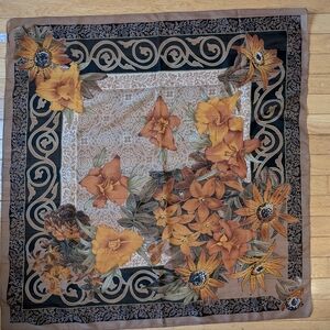 Emilie and Danielle Vintage Scarf Floral Patterned Brown Boho Granola Spring